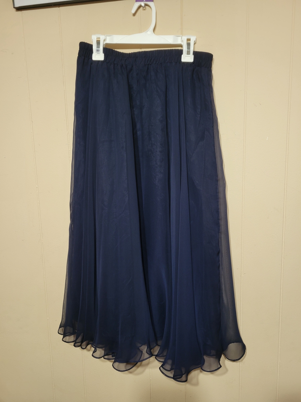 Women's Petite Navy Chiffon Double Layer A-Line Skirt Size 10 Petite